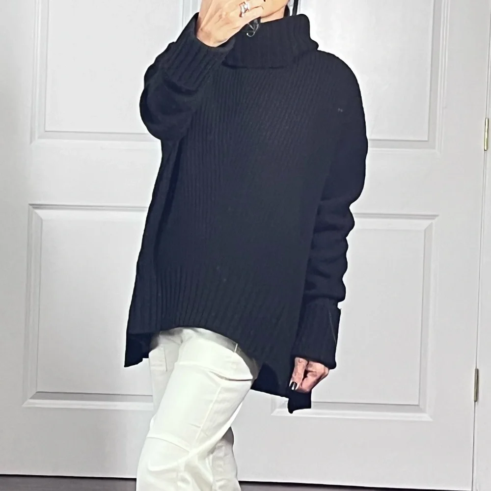 Anthropology Moth black wool blend oversized sweater size S - Picture 4 of 12